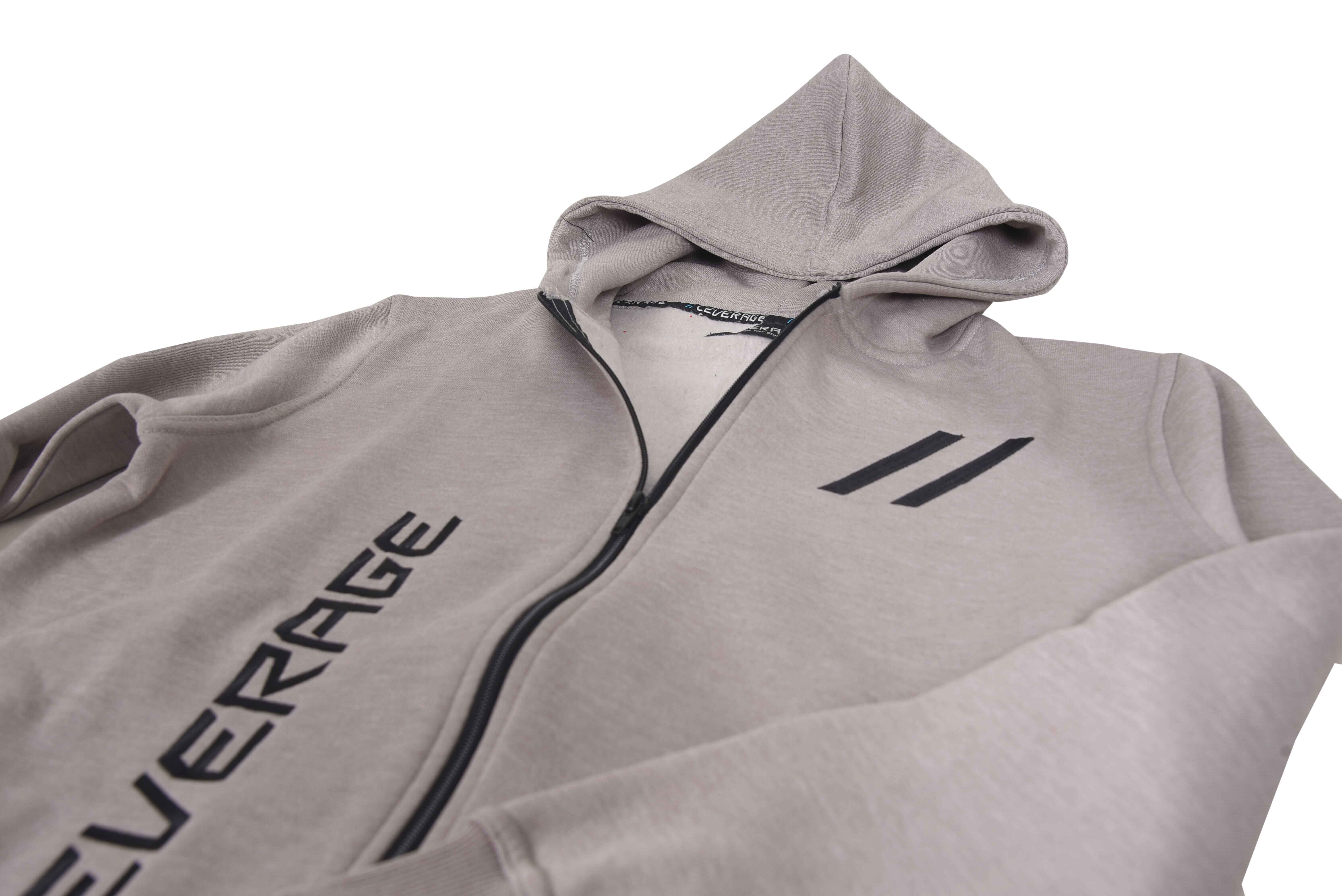 LEVERAGE® Premium Cotton Fleece Zipper Hoodie Tracksuit